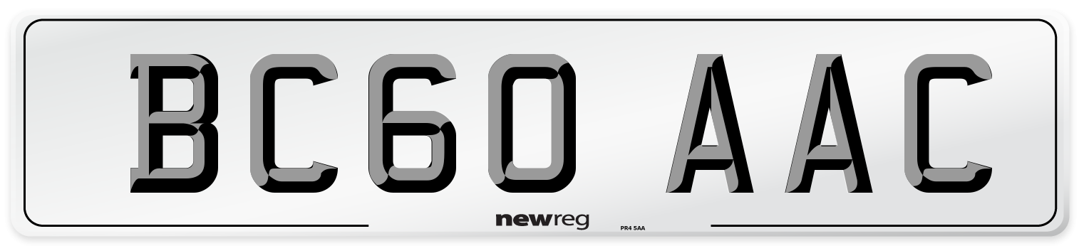BC60 AAC Number Plate from New Reg